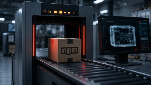 Pacote do npm passando por uma máquina de inspeção de segurança